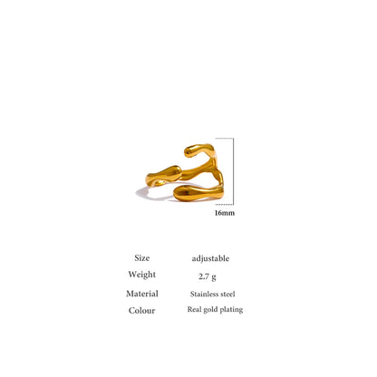 316L Stainless Steel Ring New Design Metalic 18 K PVD Plated Jewelry Trendy Opening Ring бижутерия для женщин Gift