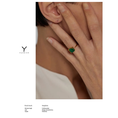 New Stainless Steel Women Ring Jewelry Vintage Natural Stone Opening Metal Finger Ring joyería acero inoxidable mujer Gift