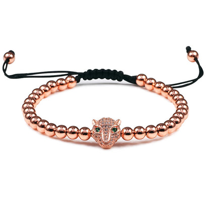 Charm Skull Head Copper Beads Bracelets Handmade Pave CZ Skeleton Crystal Adjustable Bracelet Punk Wrist Jewelry for Women Men