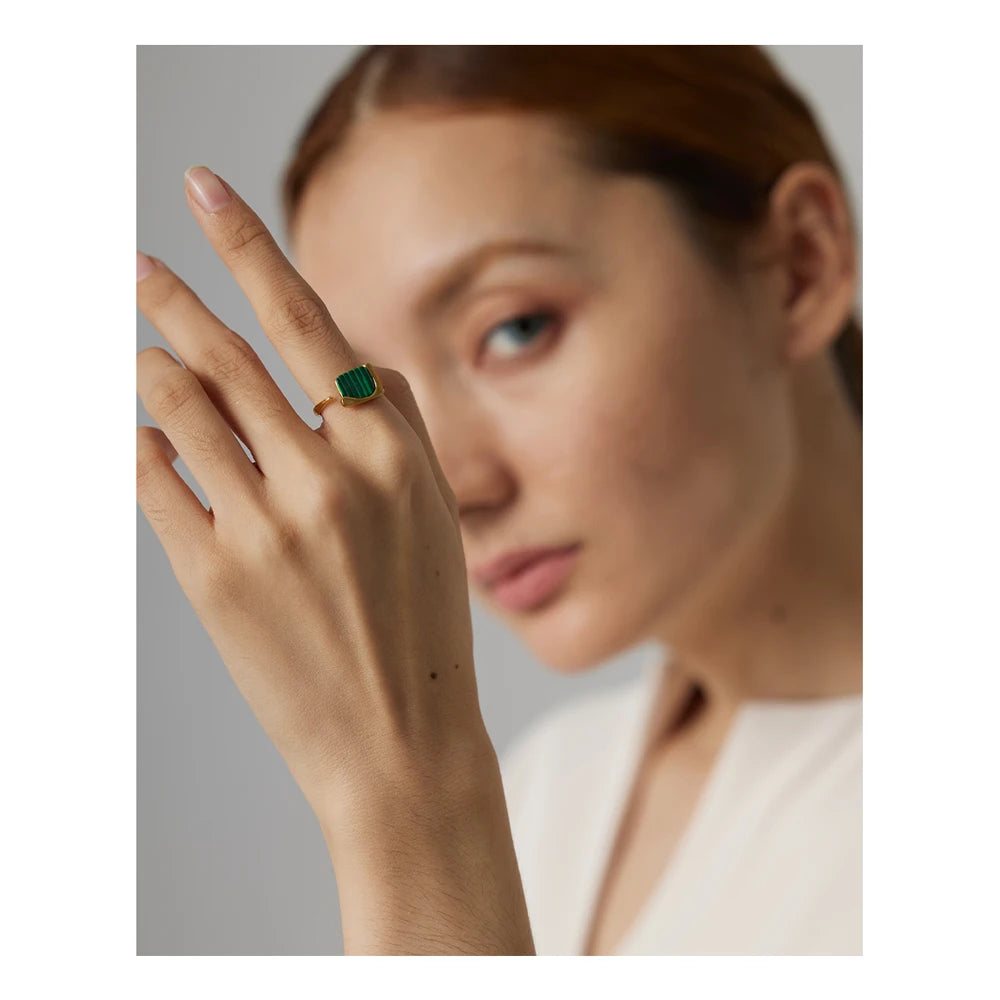 New Stainless Steel Women Ring Jewelry Vintage Natural Stone Opening Metal Finger Ring joyería acero inoxidable mujer Gift