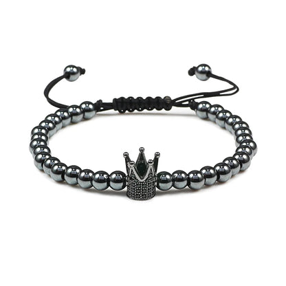Charm Skull Head Copper Beads Bracelets Handmade Pave CZ Skeleton Crystal Adjustable Bracelet Punk Wrist Jewelry for Women Men
