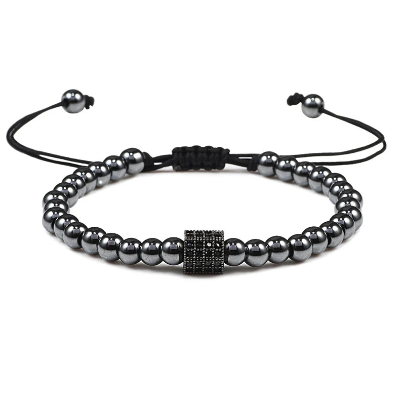 Charm Skull Head Copper Beads Bracelets Handmade Pave CZ Skeleton Crystal Adjustable Bracelet Punk Wrist Jewelry for Women Men