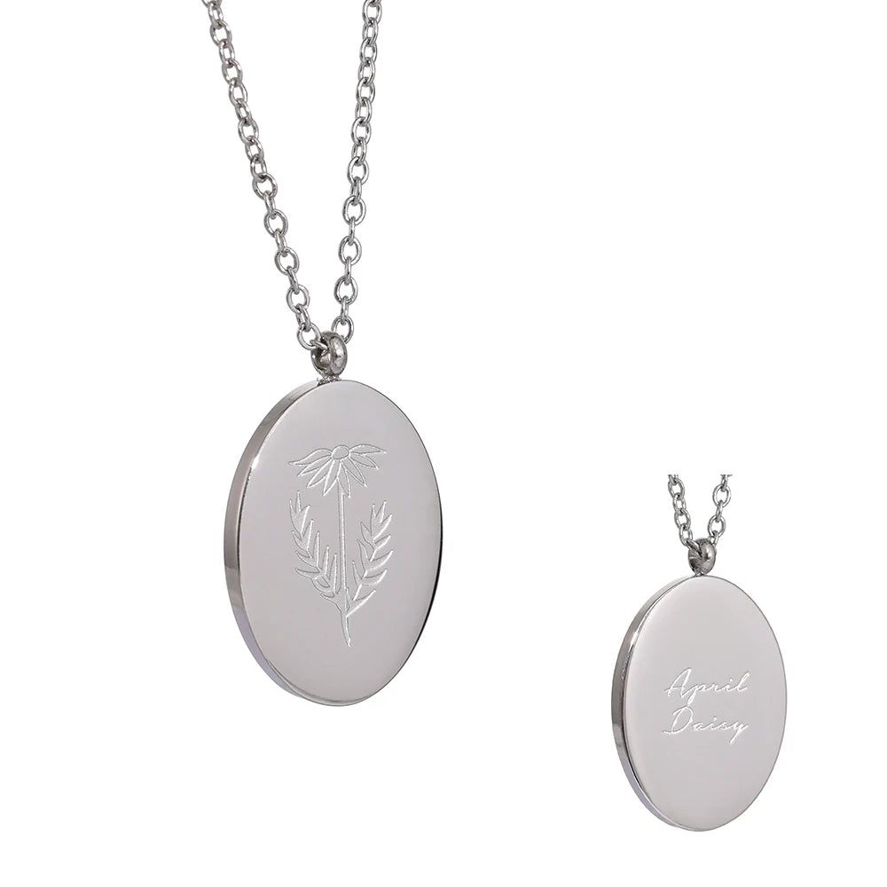 316 Stainless Steel 12 Month Birth Flower Floral Pendant Necklace Mother Sister Giff PVD Collar Golden Necklace Waterproof