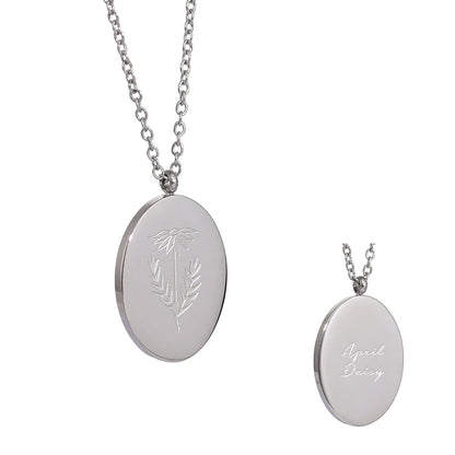 316 Stainless Steel 12 Month Birth Flower Floral Pendant Necklace Mother Sister Giff PVD Collar Golden Necklace Waterproof