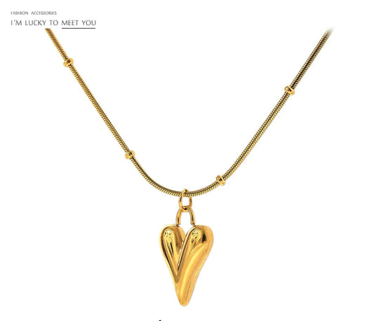 Temperament Heart Pendant Chain Necklace for Women Stainless Steel Stylish Choker 18 K Jewelry Waterproof Party Gift