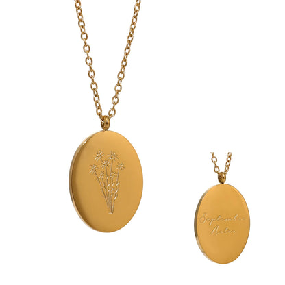 316 Stainless Steel 12 Month Birth Flower Floral Pendant Necklace Mother Sister Giff PVD Collar Golden Necklace Waterproof