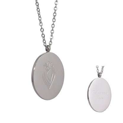 316 Stainless Steel 12 Month Birth Flower Floral Pendant Necklace Mother Sister Giff PVD Collar Golden Necklace Waterproof