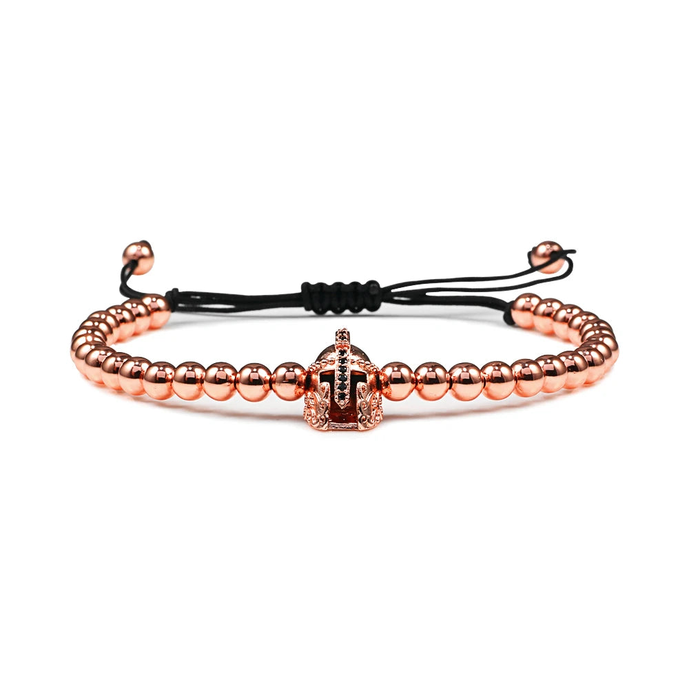 Charm Skull Head Copper Beads Bracelets Handmade Pave CZ Skeleton Crystal Adjustable Bracelet Punk Wrist Jewelry for Women Men