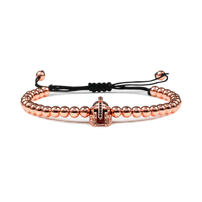 Charm Skull Head Copper Beads Bracelets Handmade Pave CZ Skeleton Crystal Adjustable Bracelet Punk Wrist Jewelry for Women Men