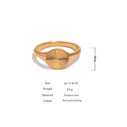 Stainless Steel Golden Geometric Ring Statement Metal Texture Fashion Finger Joyería Acero Inoxidable Mujer Gift