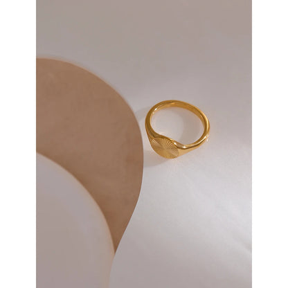 Stainless Steel Golden Geometric Ring Statement Metal Texture Fashion Finger Joyería Acero Inoxidable Mujer Gift