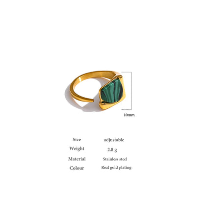 New Stainless Steel Women Ring Jewelry Vintage Natural Stone Opening Metal Finger Ring joyería acero inoxidable mujer Gift
