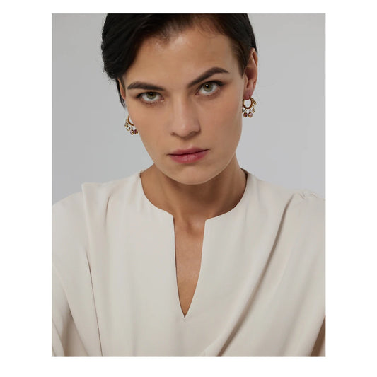 Stainless Steel Colorful Cubic Zirconia Hoop Earrings for Women Exquisite Fashion Metal Texture Geometric Earrings Gift