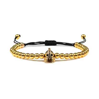 Charm Skull Head Copper Beads Bracelets Handmade Pave CZ Skeleton Crystal Adjustable Bracelet Punk Wrist Jewelry for Women Men