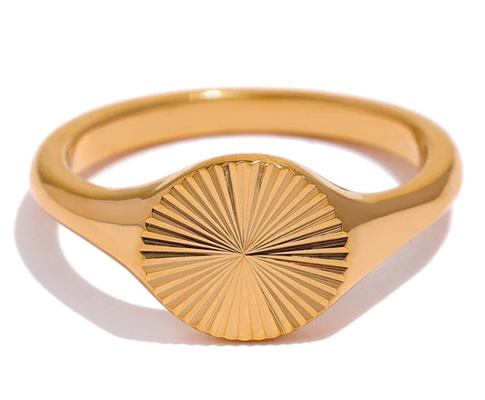 Stainless Steel Golden Geometric Ring Statement Metal Texture Fashion Finger Joyería Acero Inoxidable Mujer Gift