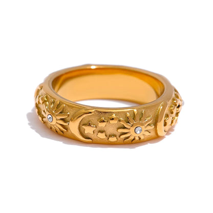 Golden Stainless Steel Moon Star Sun Bangle Bracelet  Stylish Metal Open Wrist браслеты на руку женкие Party Gift