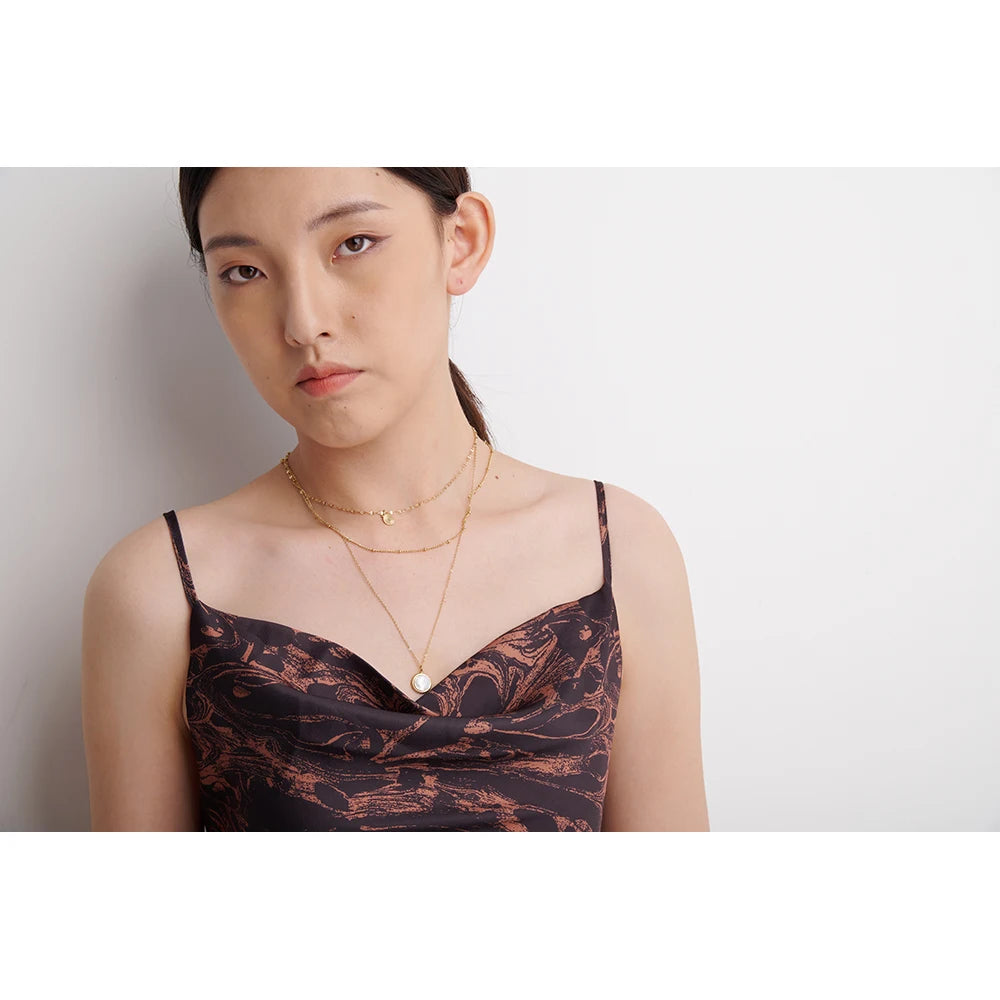 Bohemian Round Pendant Stainless Steel Necklace Chain Exquisite Metal Texture Collar Women Necklace бижутерия Office Gift