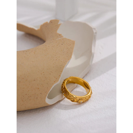 Sun Star Moon Ring Stainless Steel Jewelry Stylish Metal Celestial Women Ring joyería acero inoxidable mujer Gift New