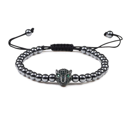 Charm Skull Head Copper Beads Bracelets Handmade Pave CZ Skeleton Crystal Adjustable Bracelet Punk Wrist Jewelry for Women Men