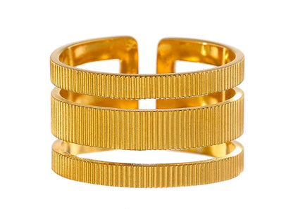 Statement Stainless Steel Geometric Opening Ring Minimalist Gold Color 18 K Plated Metal Engagement for Women Party Gift