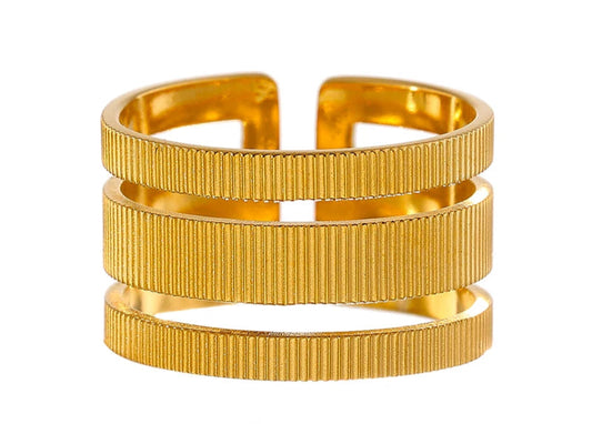 Statement Stainless Steel Geometric Opening Ring Minimalist Gold Color 18 K Plated Metal Engagement for Women Party Gift