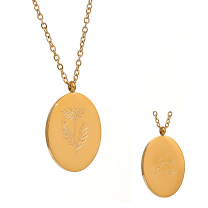 316 Stainless Steel 12 Month Birth Flower Floral Pendant Necklace Mother Sister Giff PVD Collar Golden Necklace Waterproof