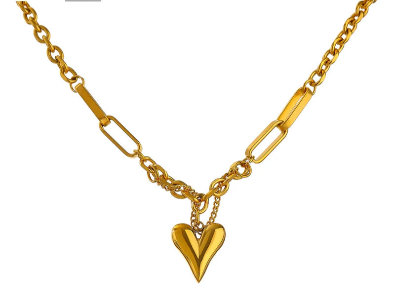 Romantic Heart Pendant Necklace for Women High Quality Stainless Steel 18 K Metal Texture Choker Necklace Anniversary