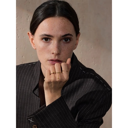 Delicate Stainless Steel Strawberry Geometric Adjustable Open Thin Ring Trendy Fashion Jewelry Water Resistant