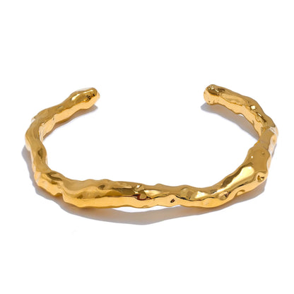 64mm Minimalist Stainless Steel Metal Hammer Cuff Wrist Bracelet Bangle High Quality Rust Proof Personalized Jewelry Gift