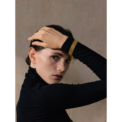 Hot Style Stainless Steel Chain Tassel Cuff  Bracelet Bangle 18K Gold Color Plated Personality Fashion Charm Jewelry