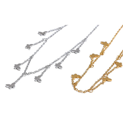 Trendy Stainless Steel Butterfly Chain Drop Foot Anklet for Women 18K PVD Plated Summer Beach Charm Jewelry Accessories