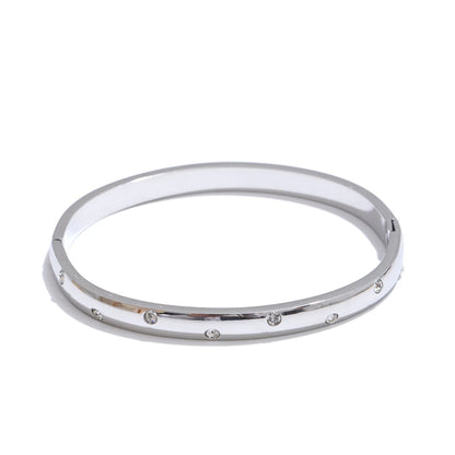 Stainless Steel Cubic Zirconia Fashion Bracelet Bangle Gold Silver Color Waterproof High Quality PVD Jewelry for Women