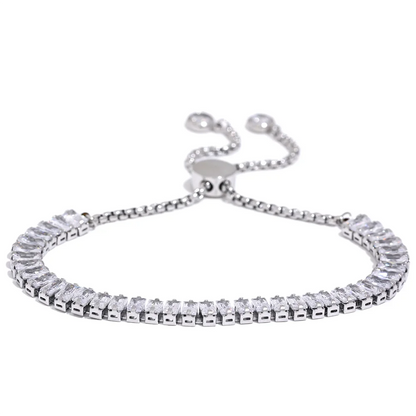 Colorful Bling Cubic Zirconia Chain Stainless Steel Luxury Pull-out Bracelet Bangle High-Grade Premium Jewelry Party Gift