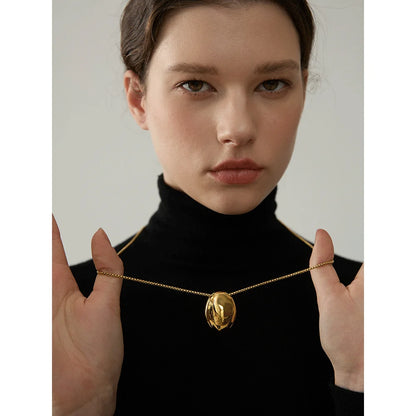 70cm Minimalist Long Unisex Sweater Chain Jewelry 316l Stainless Steel Oval Pendant Necklace for Men Women Waterproof