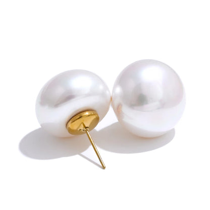 18/12mm Korean Style Simulated Pearls Round Stud Earrings Versatile Daily Accessories Stainless Steel Fashion Jewelry Gift