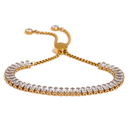 Colorful Bling Cubic Zirconia Chain Stainless Steel Luxury Pull-out Bracelet Bangle High-Grade Premium Jewelry Party Gift