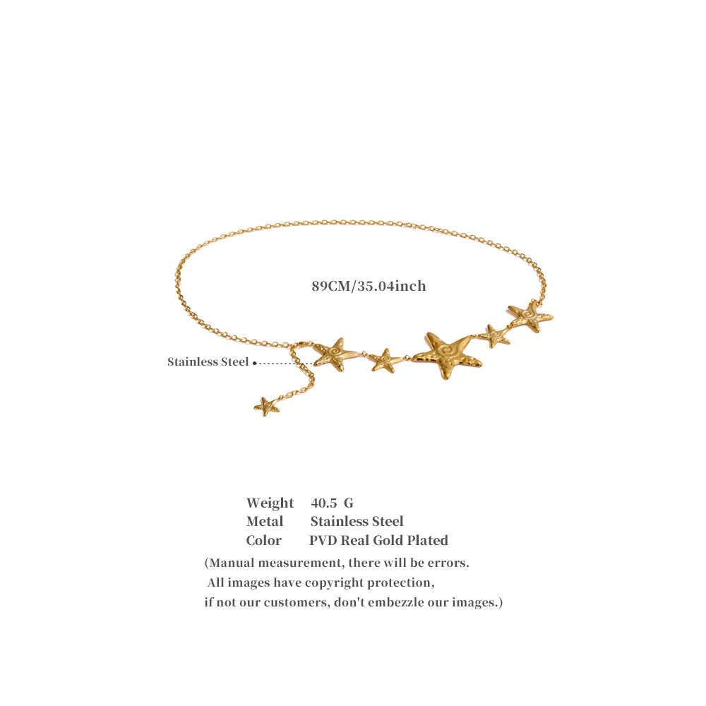 Summer Ocean Style Starfish Waist Body Chain Fashion Charm Jewelry Waterproof Stainless Steel Beach Vacation Accessories