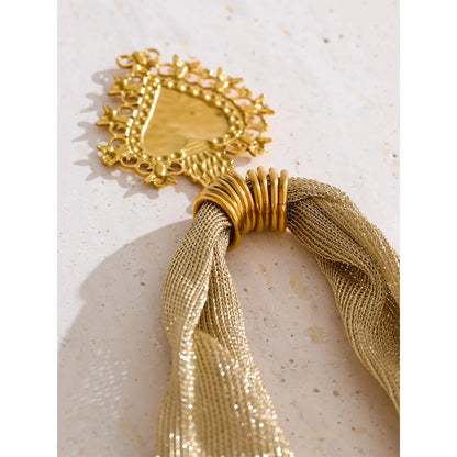 New Style Polyester Cloth Chain Heart Pendant Necklace for Women Stainless Steel Fashion Jewelry Autumn and Winter 2025