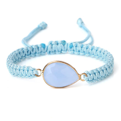 Bohemian Blue Rope String Bracelet Natural Stone Pendant Adjustable Bracelets