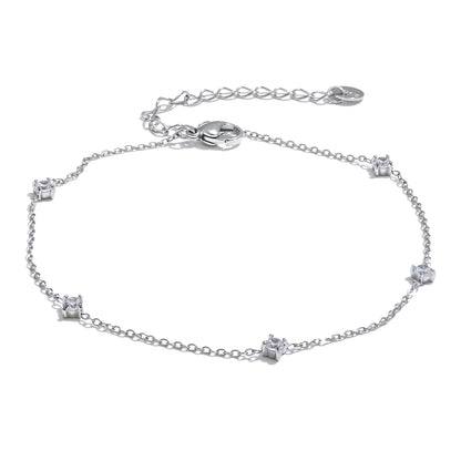 Stainless Steel Cubic Zirconia Necklace Anklet Bracelet Rust Proof Attractive Classic Bling Chic Thin Chain Jewelry