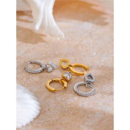 Delicate Bling Cubic Zirconia Heart Love Drop Small Hoop Earrings for Women High Quality Exquisite Jewelry Accessory Gift