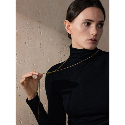 80+5cm Stainless Steel Adjustable Exquisite Sweater Chain Smooth Necklace for Women Minimalist Collar Fashion PVD Jewelry