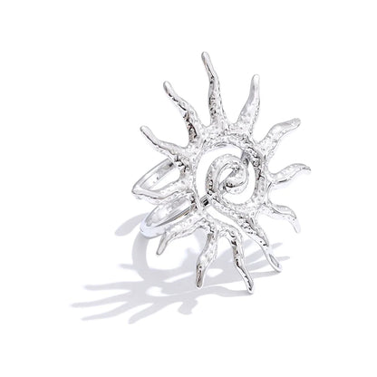 Hot Style Metal Sun Adjustable Ring for Women 18K Gold Color Stainless Steel Trending Daily Finger Jewellery Gift