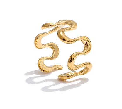 Minimalist Stainless Steel Metal Irregular Open Adjustable Ring for Women Rust Proof Distinctive Jewelry 2025