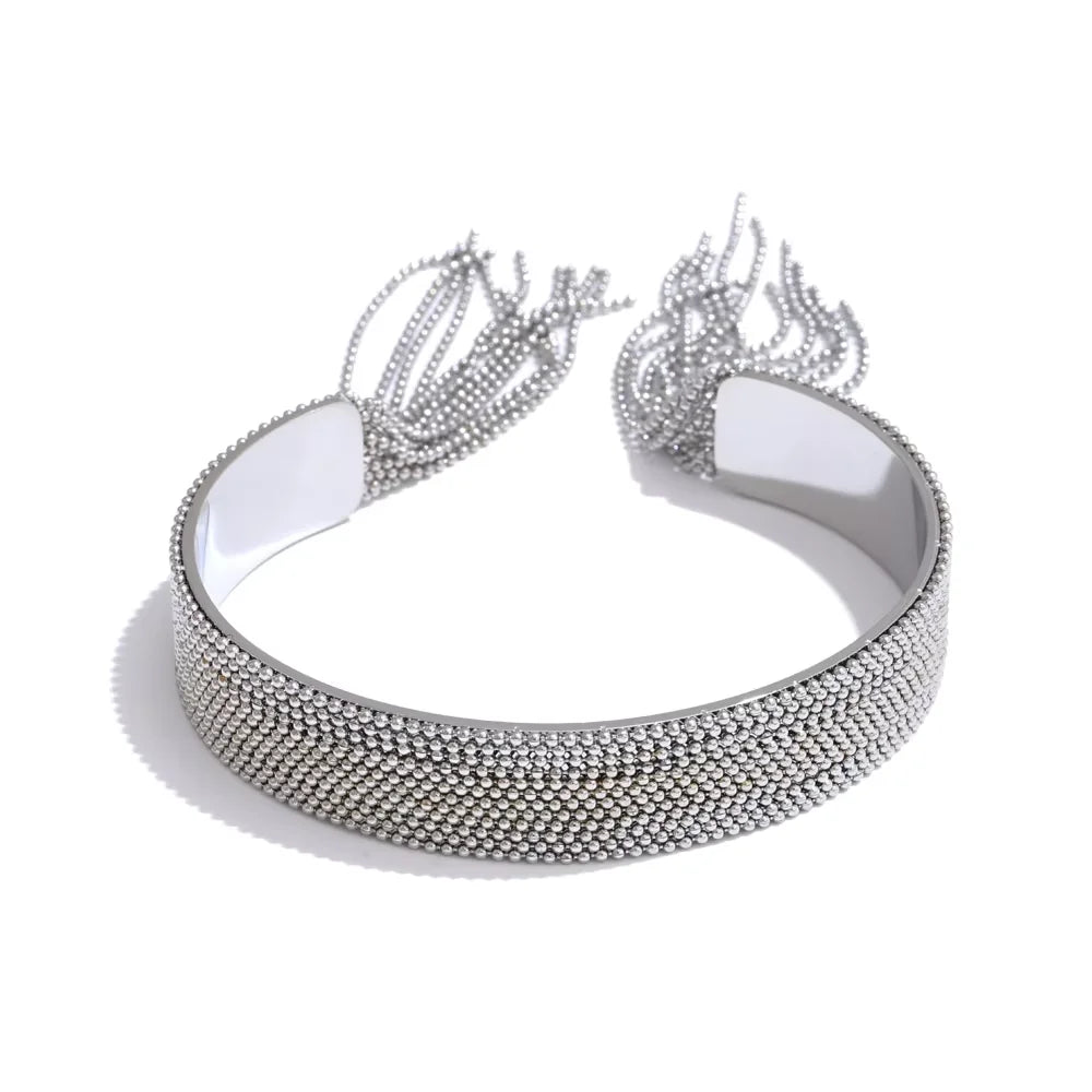 Hot Style Stainless Steel Chain Tassel Cuff  Bracelet Bangle 18K Gold Color Plated Personality Fashion Charm Jewelry