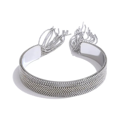 Hot Style Stainless Steel Chain Tassel Cuff  Bracelet Bangle 18K Gold Color Plated Personality Fashion Charm Jewelry