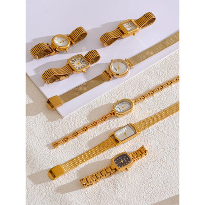 Fashion Stainless Steel Lades' Watch with Japan Movement Waterproof Polished Shiny 18K Gold PVD Plated Jewelry Accessories