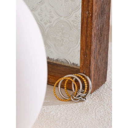 678# Distinctive Stainless Steel Metal Four Finger Stacking Ring Waterproof Charm Trendy Unusual Jewelry Accessories