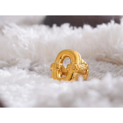 Stylish Stainless Steel Geometric Hollow Wide Cast Chunky Ring Charm Texture Rust Proof Statement Finger Jewelry Gift