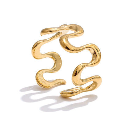 Minimalist Stainless Steel Metal Irregular Open Adjustable Ring for Women Rust Proof Distinctive Jewelry 2025